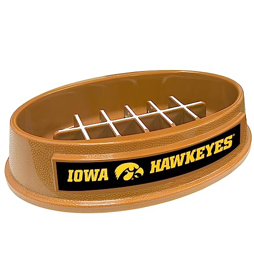 NCAA Super-Bowl - Iowa Hawkeyes Slow Feeder Dog Bowl. Football Design Slow Feeding Cat Bowl for Healthy Digestion. Non-Slip Pet Bowl for Large & Small Dogs & Cats - color: Iowa Hawkeyes