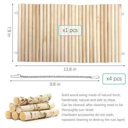 Hamiledyi Chinchilla Wooden Suspension Bridge Platform Toy, Small Animal Climbing Toys for Guinea-Pigs Sugar Glider Squirrel and Other Small Animals (Birch)
