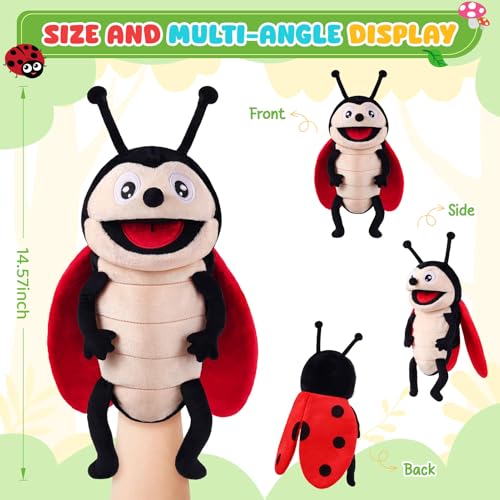 Animal Hand Puppets 11 Inch Insect Plush Ladybug Ant Dragonfly Caterpillar Puppet Toys Role-Play Puppets for Kids Storytelling Imaginative Pretend Play Teaching Preschool(Ladybug) - style: Ladybug