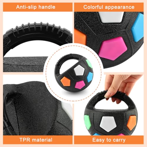 Dog Soccer Ball Toy with Handle - Dog Calming Ball,Floating,Black - color: Black