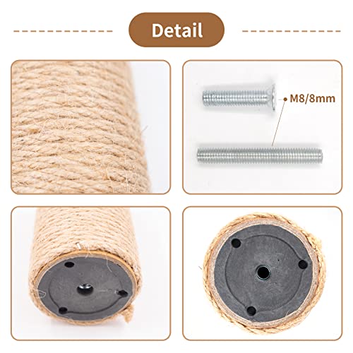 4PCS 12 Inch Cat Scratching Post with Natural Sisal Rope Cat Scratch Pole Scratching Tree Scratching Posts for Indoor Replacement Part Accessories for DIY Cat Tower Hammock