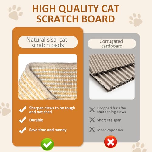 Extra Large Cat Scratching Lounge - Multi-Layer Solid Wood & Sisal, XXL Cat Scratcher and Bed for Large Cats, Furniture Protector with 110lb Capacity