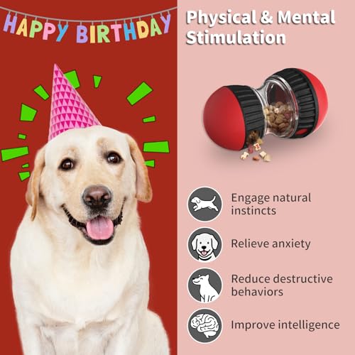 Interactive Dog Treat Puzzle Toys Food Dispensing Enrichment - color: Red
