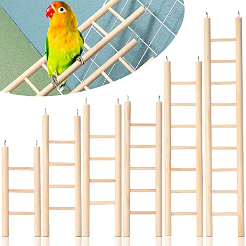 Kigeli 6 Pcs Bird Ladders for Cockatiels, Wooden Ladders for Bird Cages