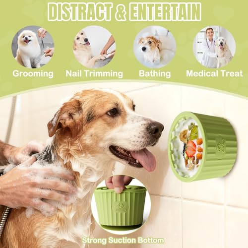 Dog Lick Bowl, Anxiety Relief Dog Licking Mat Freezer Treat Dispenser, Non-Slip Anti-Choking Silicone Slow Feeder Lick Bowl for Small Medium & Large Breed Dogs, BPA Free(Green,S) - color: Green, size: S