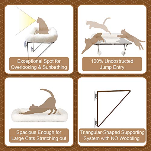 Zakkart Cat Window Perch, 100% Metal Supported from Below (White) - color: White