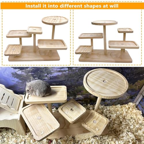 Wood Hamster Platform Rat Climbing Toys for Gerbil Hamster Cage Accessories - size: Large