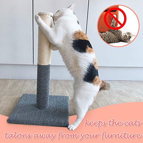 Barelove Cat Scratching Post Tower, Tall Cat Scratch Post, Natural Sisal Rope Scratcher Posts Refill for Indoor Cats, Carpet Cat Scratching Post with Replaceable Toys, Sturdy Base (Grey) - color: White