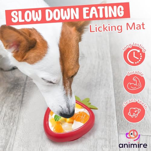 Freeze Dog Lick Bowl, Animire Non-Slip Slow Feeder Lick Mat for Dogs, Silicone Dog Enrichment Bowl for Distraction Anxiety Relief Boredom, BPA Free, Dishwasher Safe(Red,L) - color: B- Red, size: L