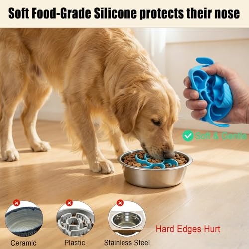 2PCS Slow Feeder Insert for Dog Bowls,Fits 4.7"-7" Bowls - color: Green Blue