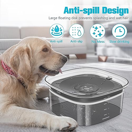 UPSKY 4L Dog Water Bowl No Spill Large Capacity Slow Drinking Water Feeder - color: I-Black, size: 4 L