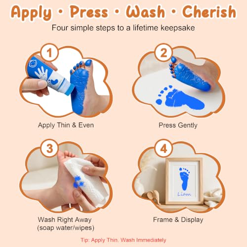 Baby Hand and Footprint Paint with Sponge Head, 2.54 fl oz, Non-Toxic & Acid-Free, Washable Baby Safe Paint for Newborn Keepsakes, Dog Nose & Paw Prints, Ideal New Mom Gift - Blue - color: Blue