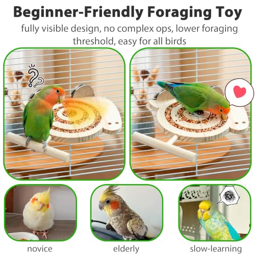 Bird Foraging Toys with Perch, for Novice/Older/Slow-Learning Birds - size: no mirror
