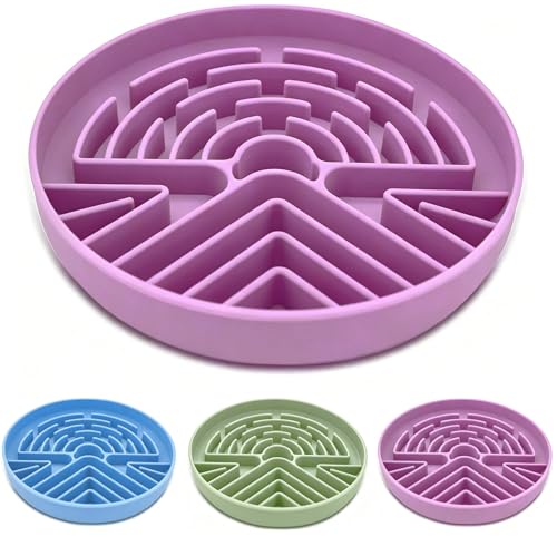 Slow Feeder Dog Bowl for Large & Small Pets, Anti Choking Puzzle Dog Food Bowl with Non-Slip Base, Interactive Pet Slow Eating, Silicone Cat Feeder for Puppies Cats - color: Purple