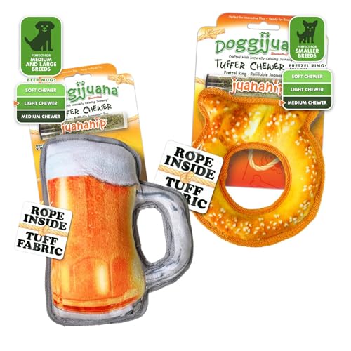 Doggijuana Mini P & Beer Bundle | Squeaky Refillable Plush Toy, 2 Pack - style: Mini P & Beer