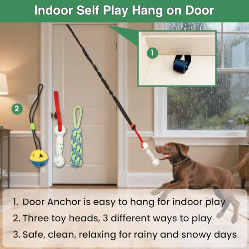 Dog Door Bungee Tug Toy, 4 Pieces, Small Medium Dogs 20 to 50lbs