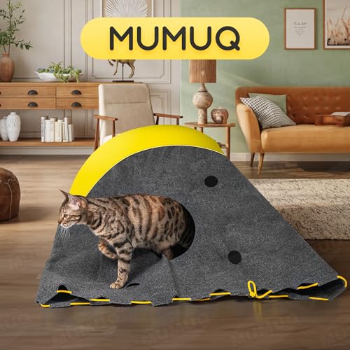 Cat Play Bag Collapsible Cat Activity Center Mat Play Rug - color: Dark Gray