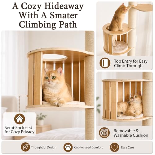 Floor to Ceiling Cat Tree, Adjustable 7.9-9.9 ft Tension Cat Tower - color: 94.1-118.9"-1 Hideway