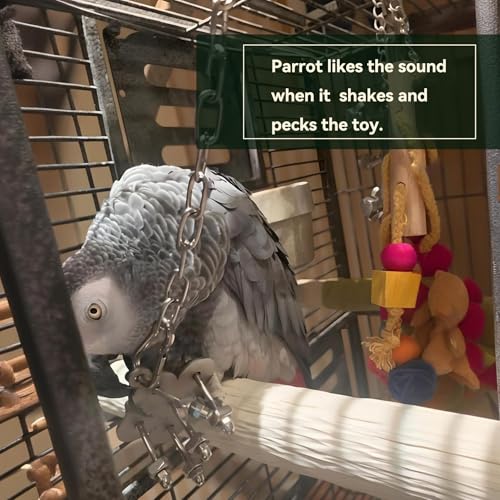 JSLZF Stainless Steel Parrot Toy, Hanging African Grey Chew Toy for Bird