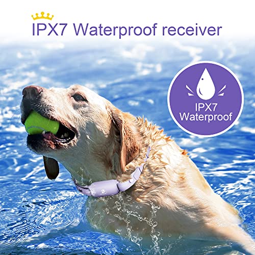 Bousnic Shock Collar for Dogs - Waterproof Rechargeable Dog Electric Training Collar with Remote for Small Medium Large Dogs with Beep, Vibration, Safe Shock Modes (8-120 Lbs) (Purple) - color: Purple