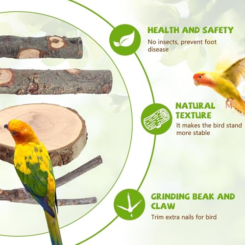 12 Pcs Natural Wood Bird Perch Stand & Platform Set for Cages - size: Deluxe Playground Set - 12PCS