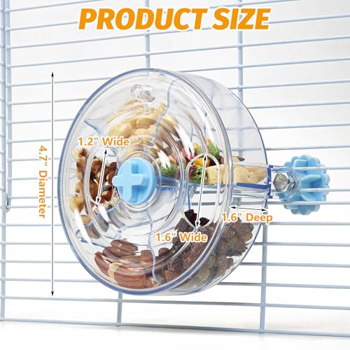 VCEPJH Rat Foraging Toy Interactive Slow Feeder with Transparent Rotating Treat Dispenser Wheel for Enrichment Activities Pet Rat Cage Accessories Ideal for Syrian Hamster Gerbil Mice (Blue) - color: Blue