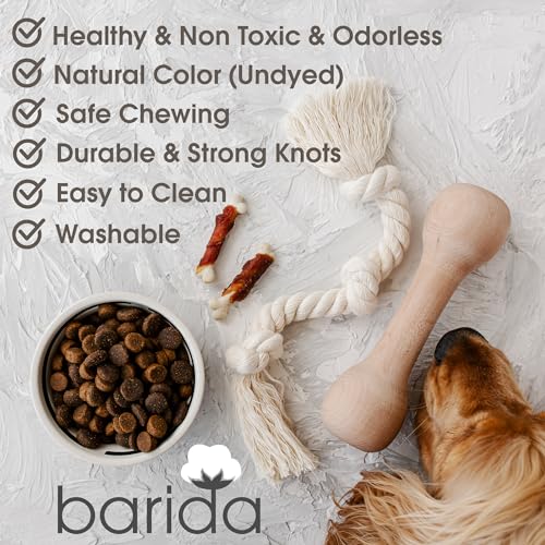 Barida Natural White Cotton Tough Dog Rope Toy for Medium & Large Dogs. Non Toxic and Premium Rope Toys for Dogs. - size: Medium (23.60")