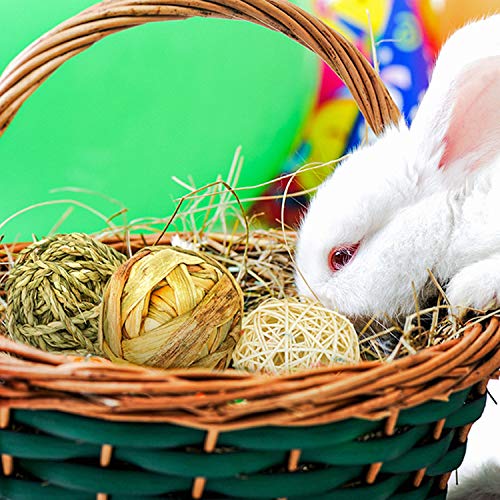 9 Pcs Small Animals Play Balls Rolling Activity Chew Toys Gnawing Treats for Rabbits Guinea Pigs Chinchilla Bunny Natural Balls, Pet Cage Entertainment Accessories (9 Pcs) - color: 9 Pcs