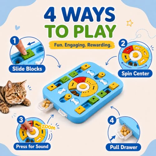 Interactive Cat Puzzle Toy, Maze Slow Feeder, 15.4 in - color: blue