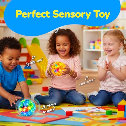 ArtCreativity Light-Up Dancing Ball with Sound Effects, Set of 2, LED Vibrating and Singing Ball for Kids, LED Party Supplies for Birthdays and More, Best Gift and Party Favors for Boys and Girls