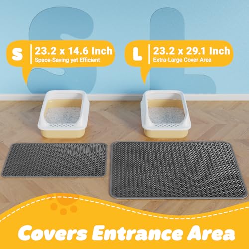 Powools Cat Litter Mat, 30 x 24 in, Waterproof, Non-Slip, Dark Grey - color: Dark Gray, size: 30 x 24 Inch