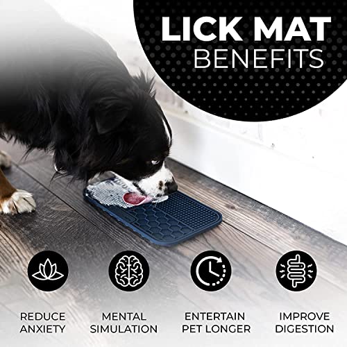Pup Culture Dog Lick Mat for Dogs (2 Pack), Feeding Pad for Anxious Pets Plus 4 Different Puzzles for Mental Stimulation for Dogs - Supports Mental, Dental, and Digestive Health - Heavy Duty - color: Navy, size: 2 Pack