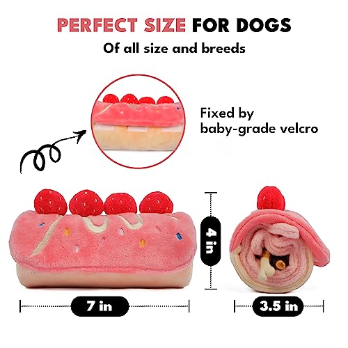 CHEWFFON Birthday Cake Snuffle Dog Toy, Enrichment Treat Hiding Puzzle - style: Strawberry Roll Cake