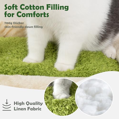Meowoou Palm Cat Tree Tower for Indoor Cats with Cozy Cat Condo, 33'' Natural Sisal Scratching Posts and Plush Pom-pom for Small Kitty - size: 33 in Palm Cat Tree