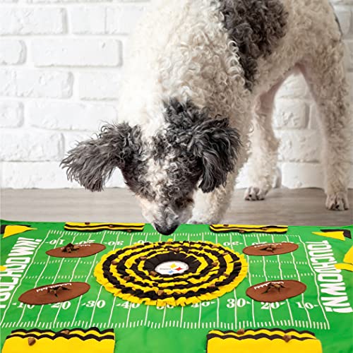NFL Pittsburgh Steelers Dog Snuffle Mat – Interactive Pet Slow Feeder, Football Field Design Food Puzzle Toy for Dogs & Cats, Foraging Activity Mat for Smarter Feeding - color: PITTSBURGH STEELERS
