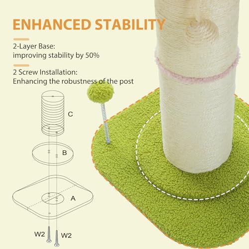 PEQULTI Flower Cat Scratching Post, Super Thick 5.5in Sisal Post, Pink