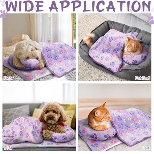 Namalu 3 Pack Soft Cat Bed Mat with Blanket and Pillow Indoor - style: Paw