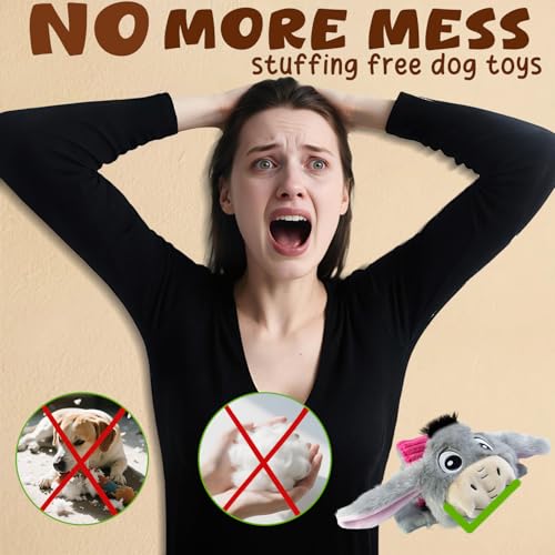 No Stuffing 2 Pack Dog Squeaky Toys, Chew with Crinkle to Large Puppy - color: Grey,coffee