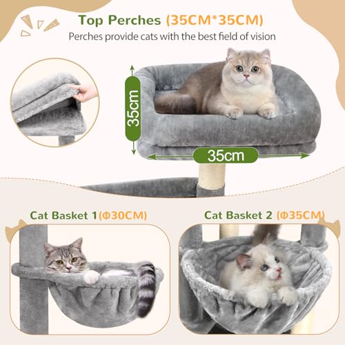 Globlazer 74in Large Sturdy Cat Tree for Large Cats, F74F, Light Grey - color: Light Grey