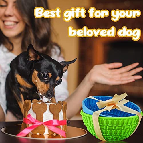 Patelai 2 Pcs Dog Lick Bowl, Slow Feeder Bowl for Dogs, Green, Blue, Bone - color: Green, Blue