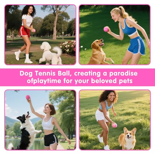 PHOEPET 6-Pack Tennis Balls for Beginner Training Practice- Bulk Dog Balls - color: Pink-6 Pack, size: Medium 2.5"- 6 Pack