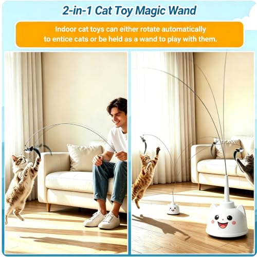 Interactive Cat Toys for Indoor Cats Toy Wand 360°Automatic Moving Cat Toys - color: White