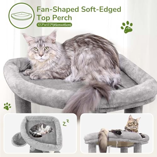 Globlazer Corner Cat Tree Tower with Scratching Post, C51, Light Grey - color: Light Gray, size: 51inch