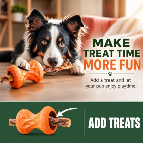 Interactive Treat Dispensing Dog Toys, Durable Puzzle Toy for Large Dogs - color: Orange, size: Large
