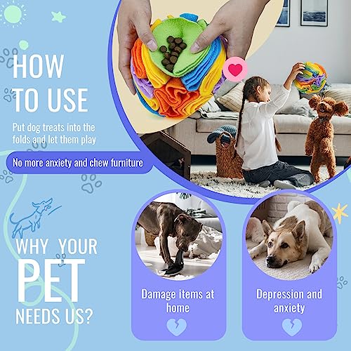 Pet Snuffle Ball, Puzzle Sniffing Interactive Dog Ball for Blind Dogs Training Stress Relief Dog Enrichment Toys Treat Machine Washable (15cm, Sweet Purple) - color: Sweet purple, size: 15cm