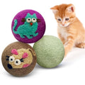 Love Ewe Wool Cat Toys Ball 3 Pack, 2-inch Cat and Mouse - color: Cat/Mouse