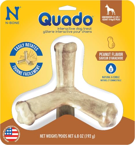 N-Bone Quado Interactive Chew, Ginormous Peanut Flavor (6 Pack), Large - size: 6.8 Ounce (Pack of 6)