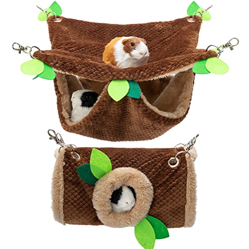 Guinea Pig Hideout, Fleece Rat Tunnel & Hammock Set House Cage Accessories