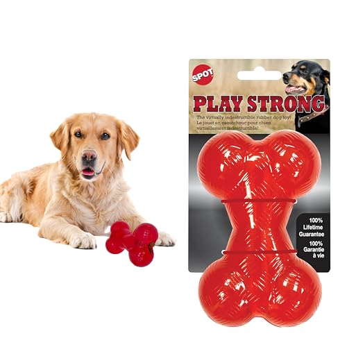 SPOT Play Strong Bone- Durable TPR Long Lasting Dog Chew for Aggressive Chewers, Hole for Treats, Virtually Indestructible Toy for Medium & Large Dogs & Puppies - 6.5 inch - size: Large