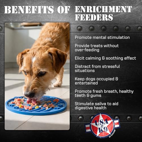 SodaPup USA K9 Stars and Stripes eMat – Durable Enrichment Feeder Lick Mat for Dogs & Cats, Non Toxic Pet Safe Food Safe Material, Made in USA, Slow Feeder for Calming & Digestive Health - color: Blue Stars and Stripes Lick Mat
